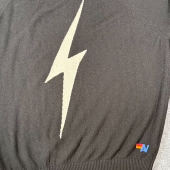 Aviator Nation Unisex Cashmere Bolt Crewneck Sweater Black Comfy‎ Soft Sz Medium - Picture 4 of 11